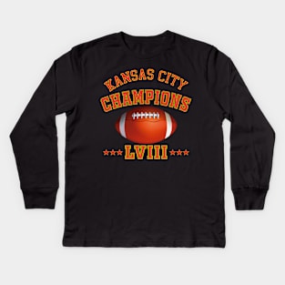 Kansas City Football Champions LVIII Kids Long Sleeve T-Shirt